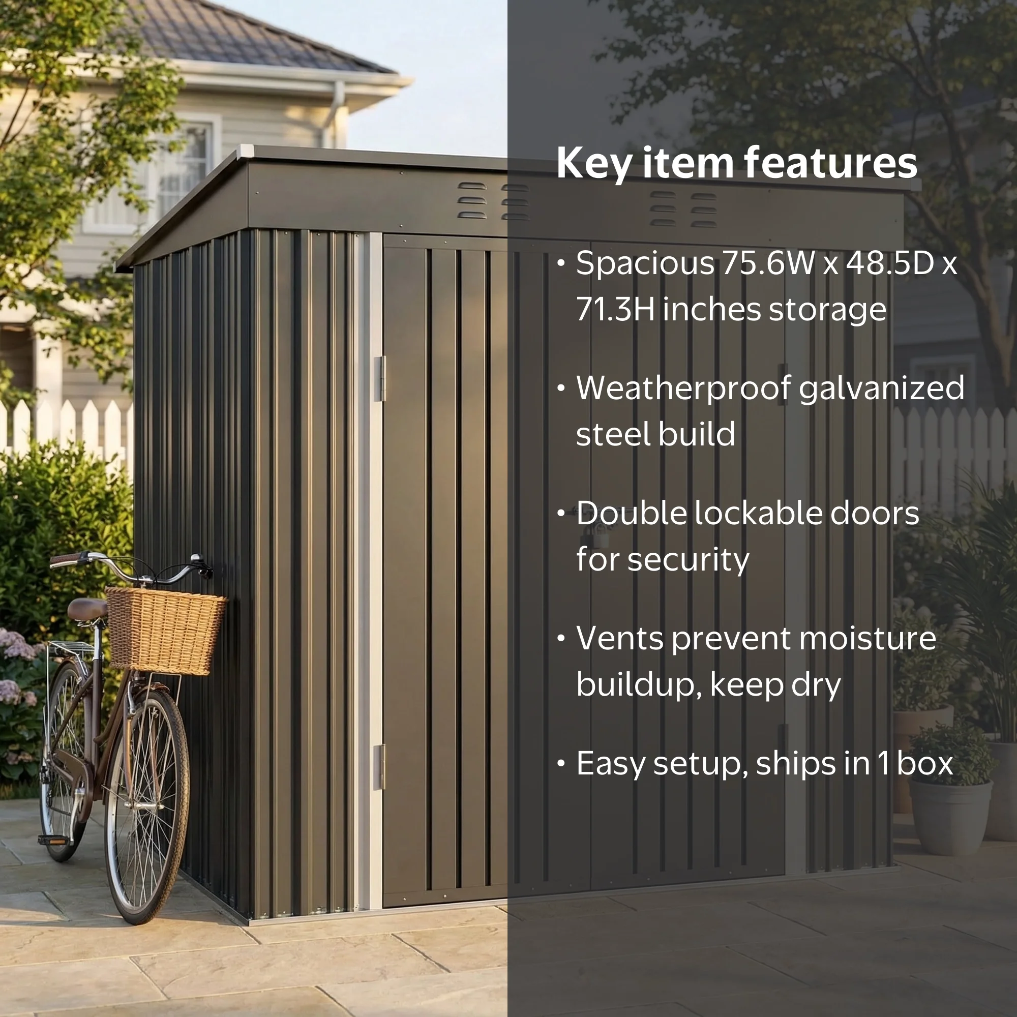 Lokfa 6'x4' Outdoor Steel Building Storage Shed, Metal Garden Tool