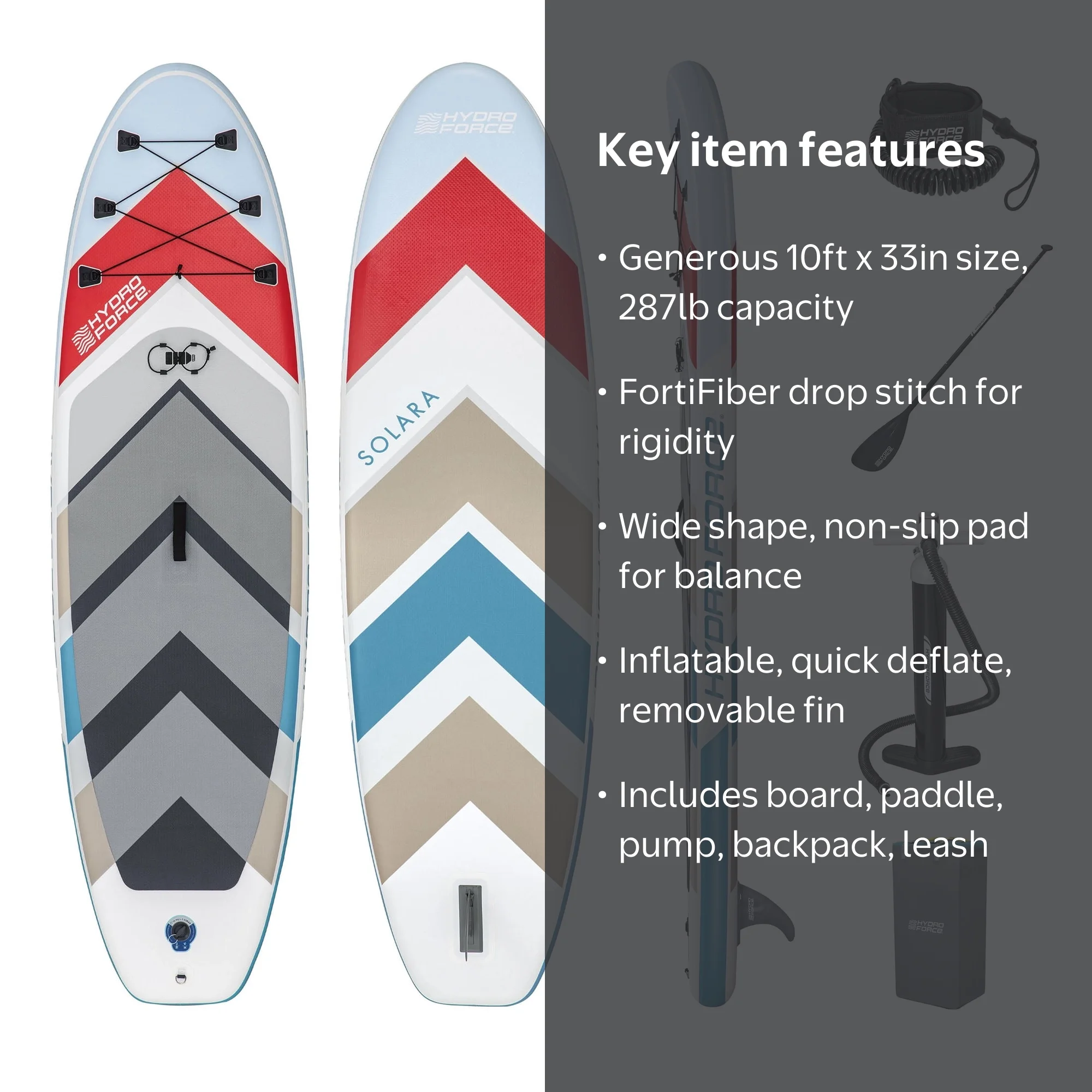 Hydro Force Solara Inflatable Stand-Up Paddleboard Set 10