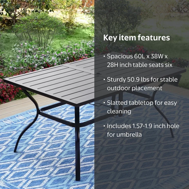 6 person patio table with umbrella Rectangular Wooden Outdoor Dining Hole, Teak Finish, 63'' This MF Studio 4 person outdoor dining set comes with four swivel outdoor dining chairs Sour Citrus 6-Person Rectangular Outdoor