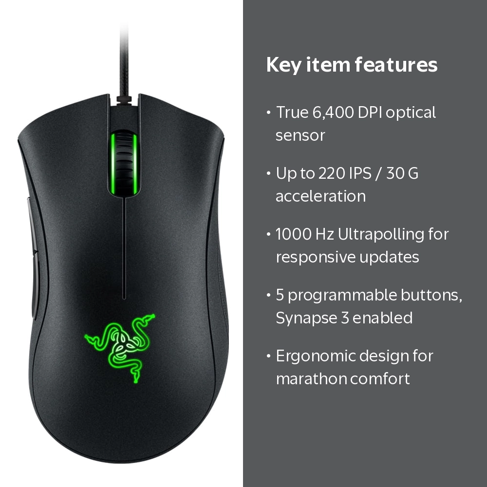 Razer DeathAdder Essential - Right-Handed Gaming Mouse: PC Gaming