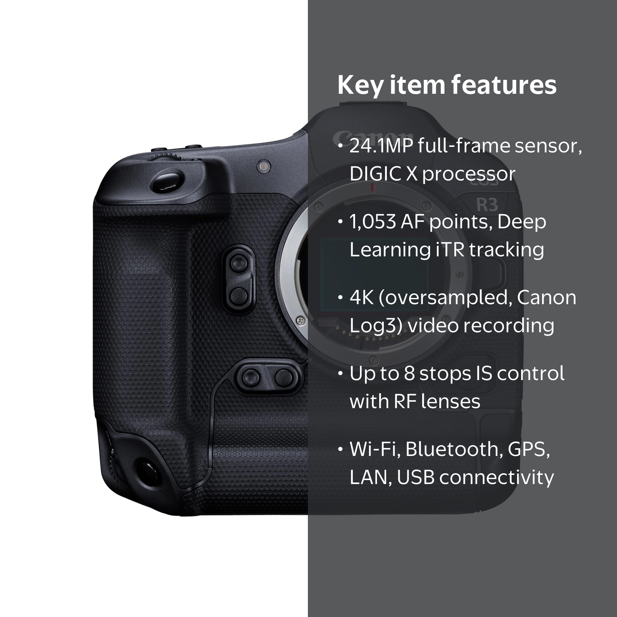 Canon EOS R3 Full Frame Mirrorless Camera Body w/ BSI Stacked CMOS