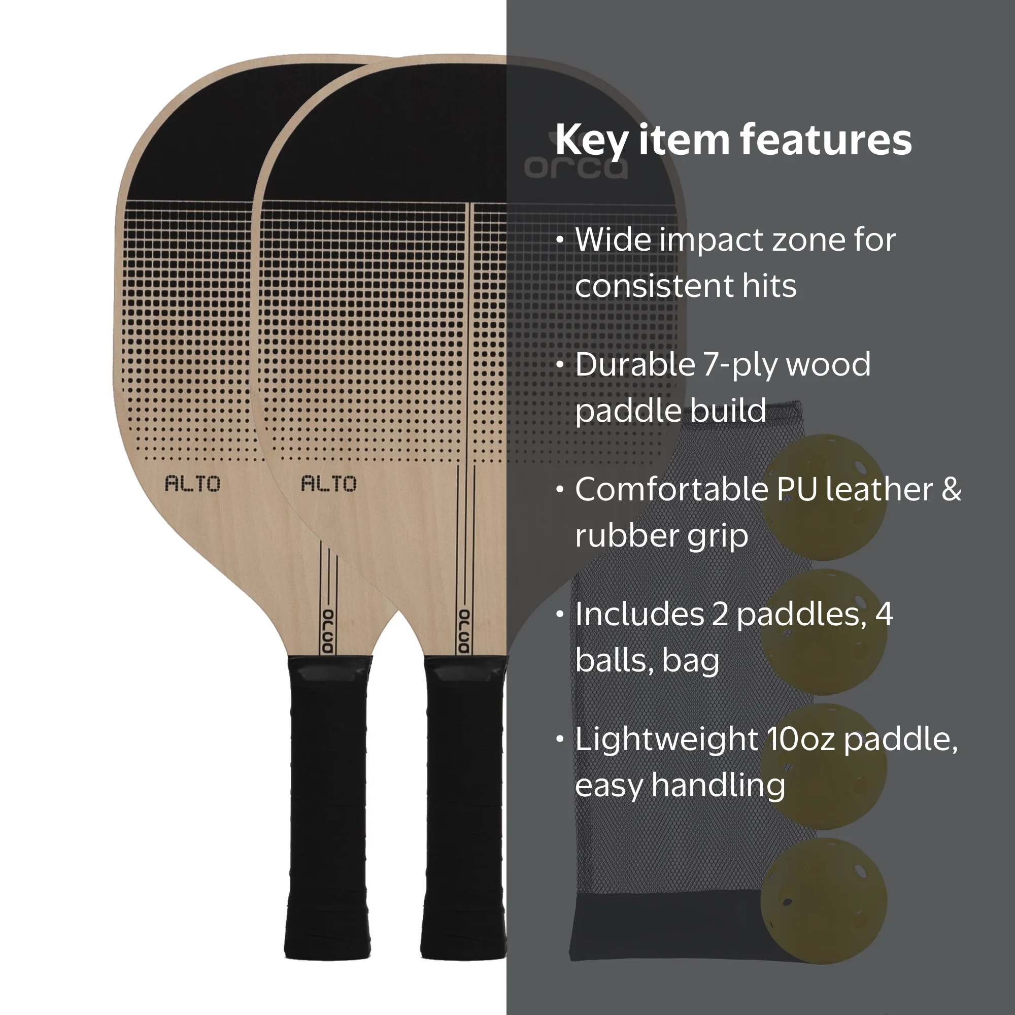 Orca Alto Wood Pickleball Paddle - 10 oz Weight - 2 Pack - Walmart.com