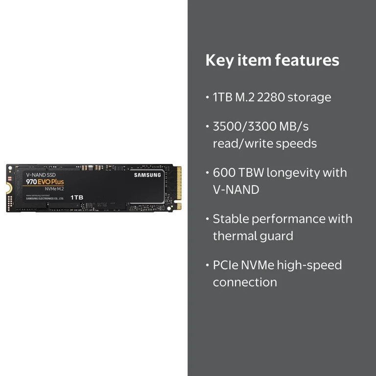 SAMSUNG 1TB Solid State Drive SSD 970 EVO Plus Series - PCIe NVMe