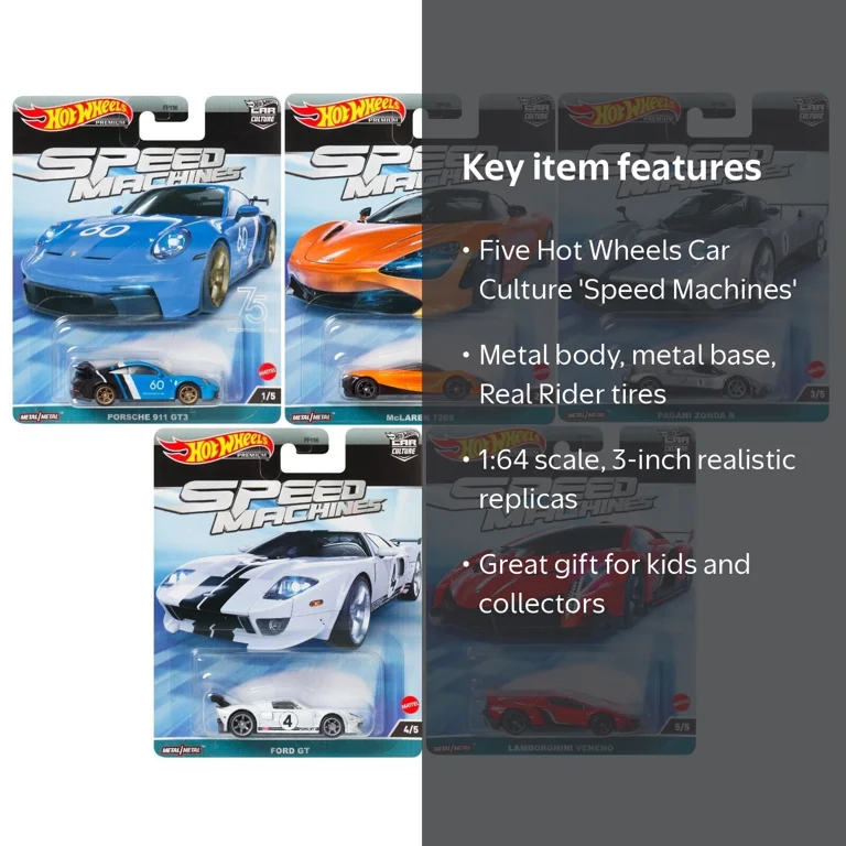 Hot Wheels, Speed Machines Set of 5, Car Culture, 1/64 Diecast