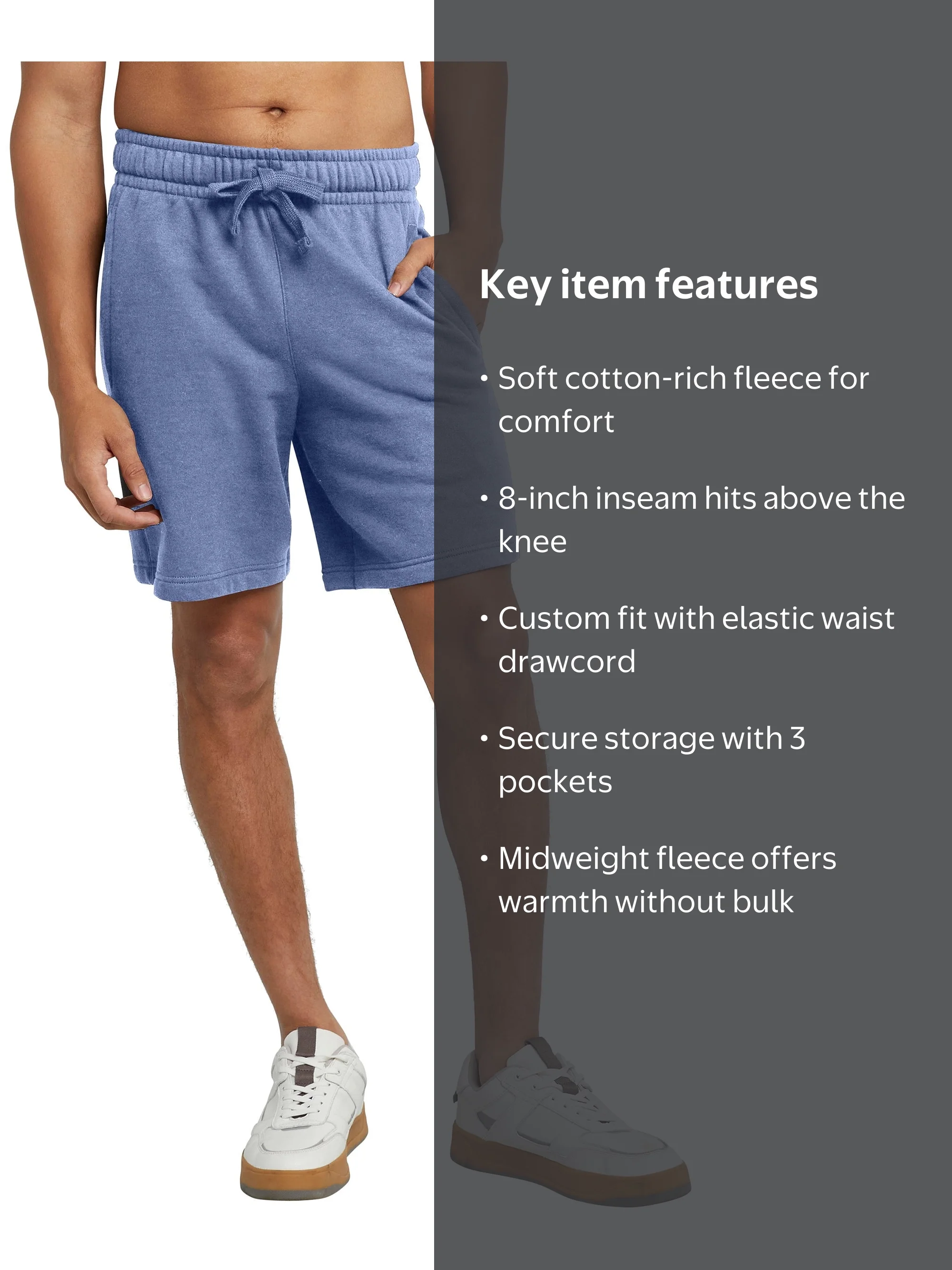 Hanes Men's Gym Fleece Sweat Shorts with Pockets, Midweight Soft