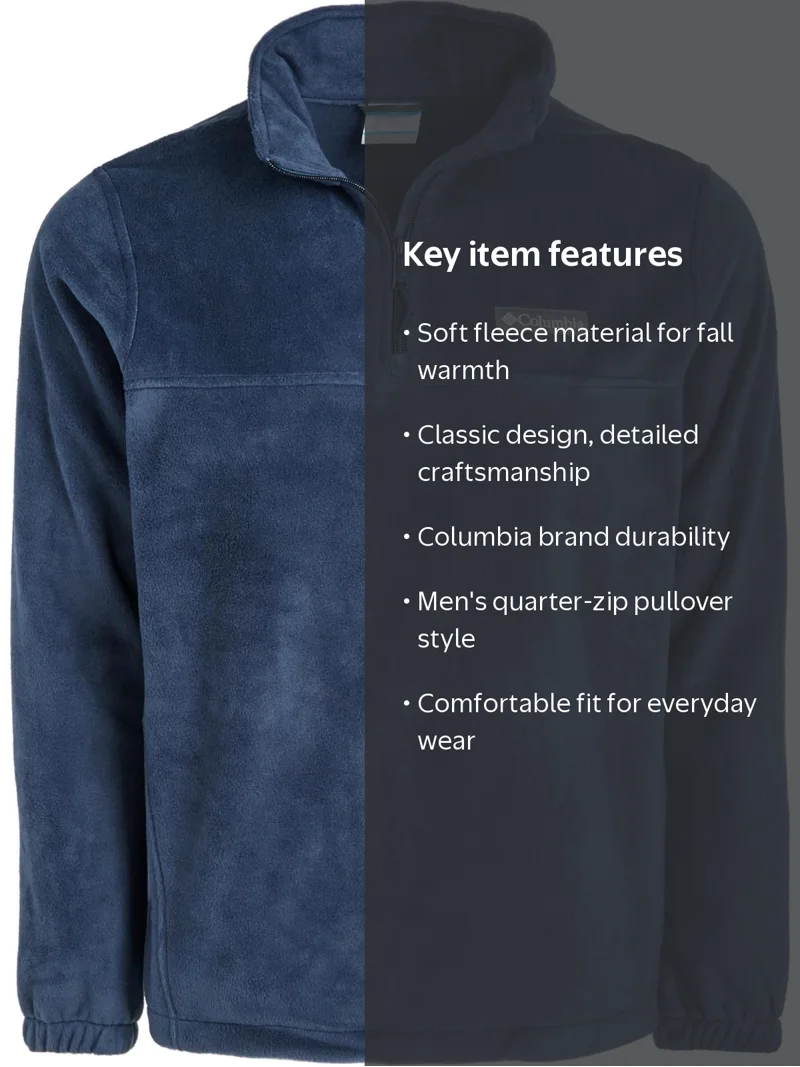 Columbia Mens 1/4 Zip Pullover, Steens Mountain Fleece, Cold