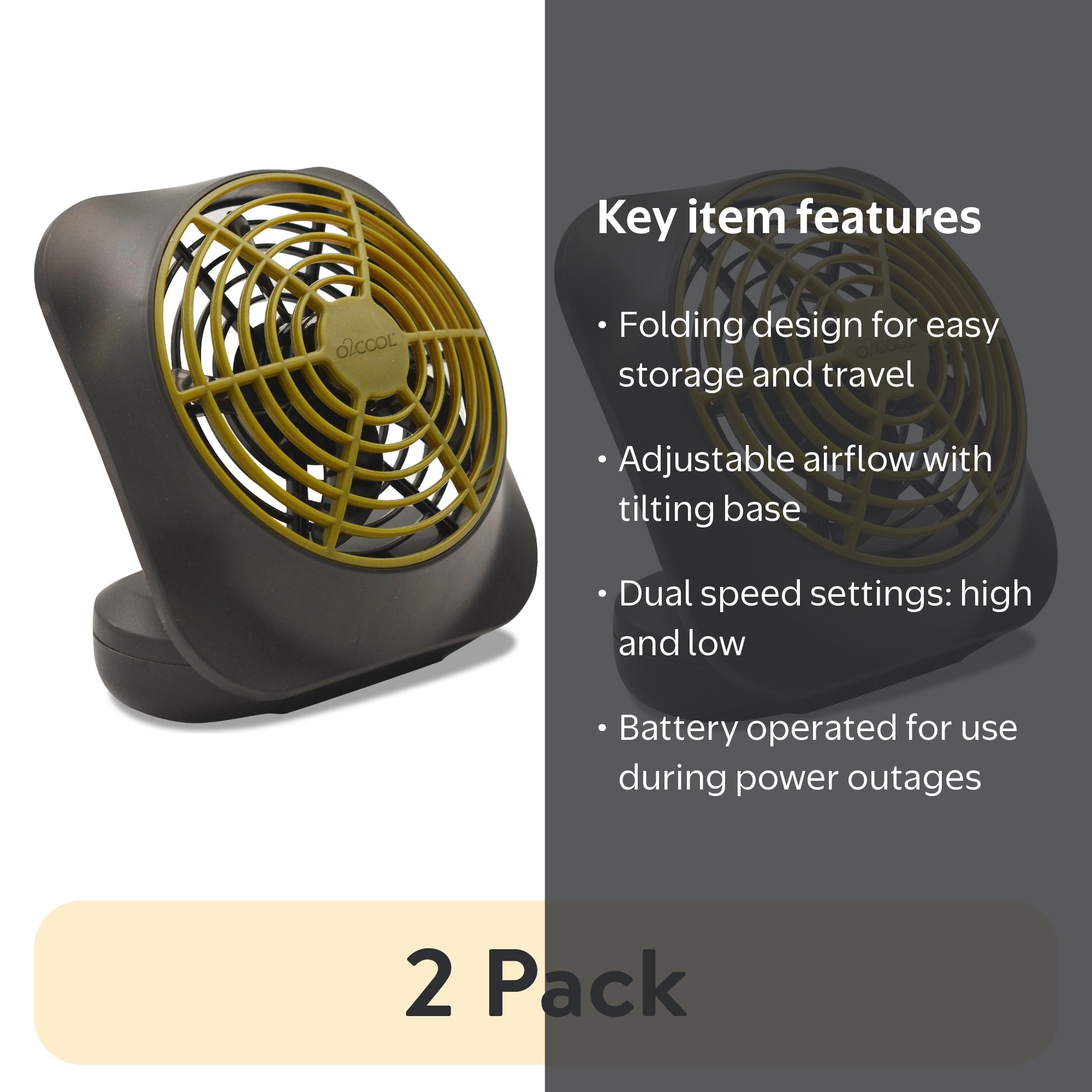 2 pack) O2COOL 5IN FAN - Walmart.com