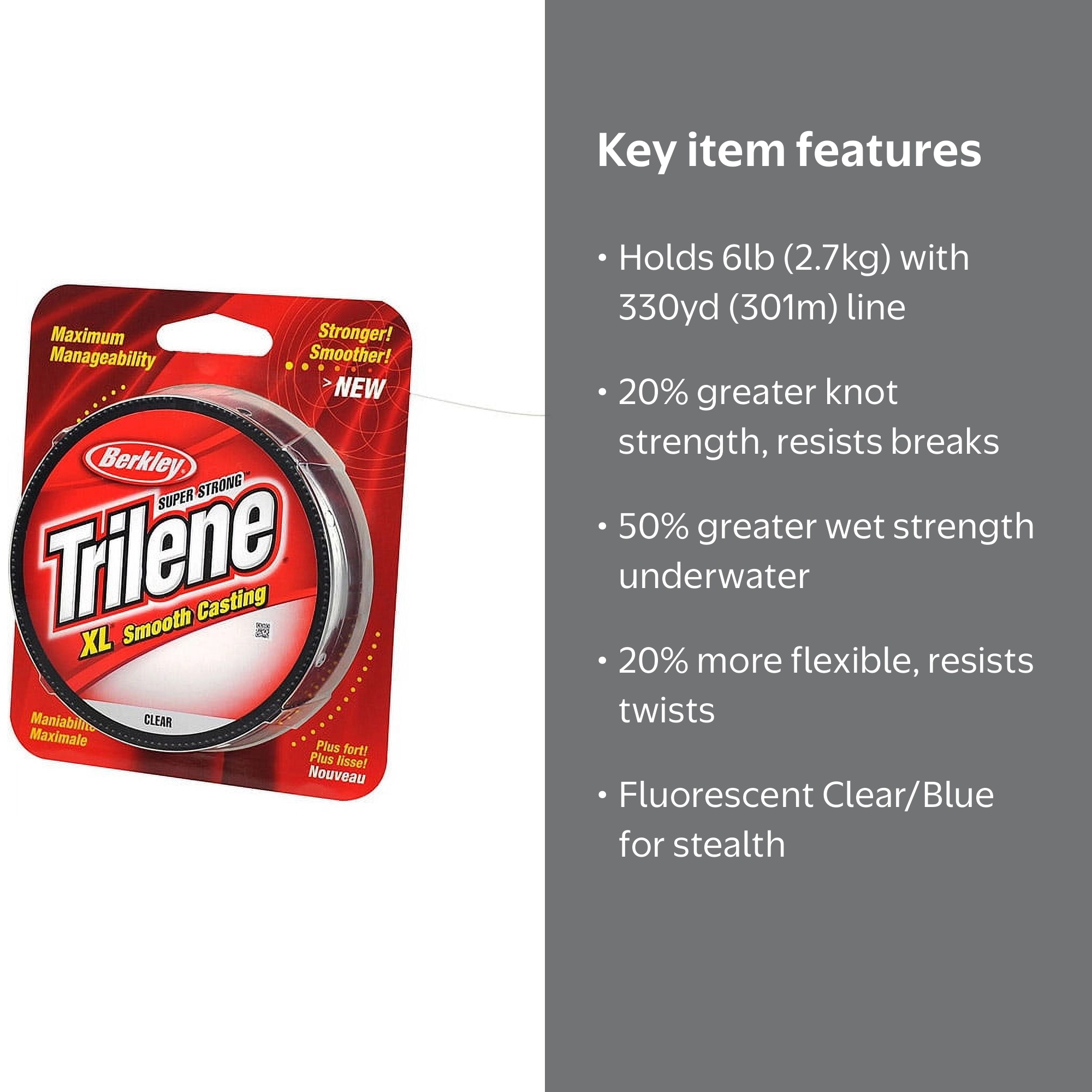 Berkley Trilene XL Monofilament Fishing Line, Fluorescent Clear