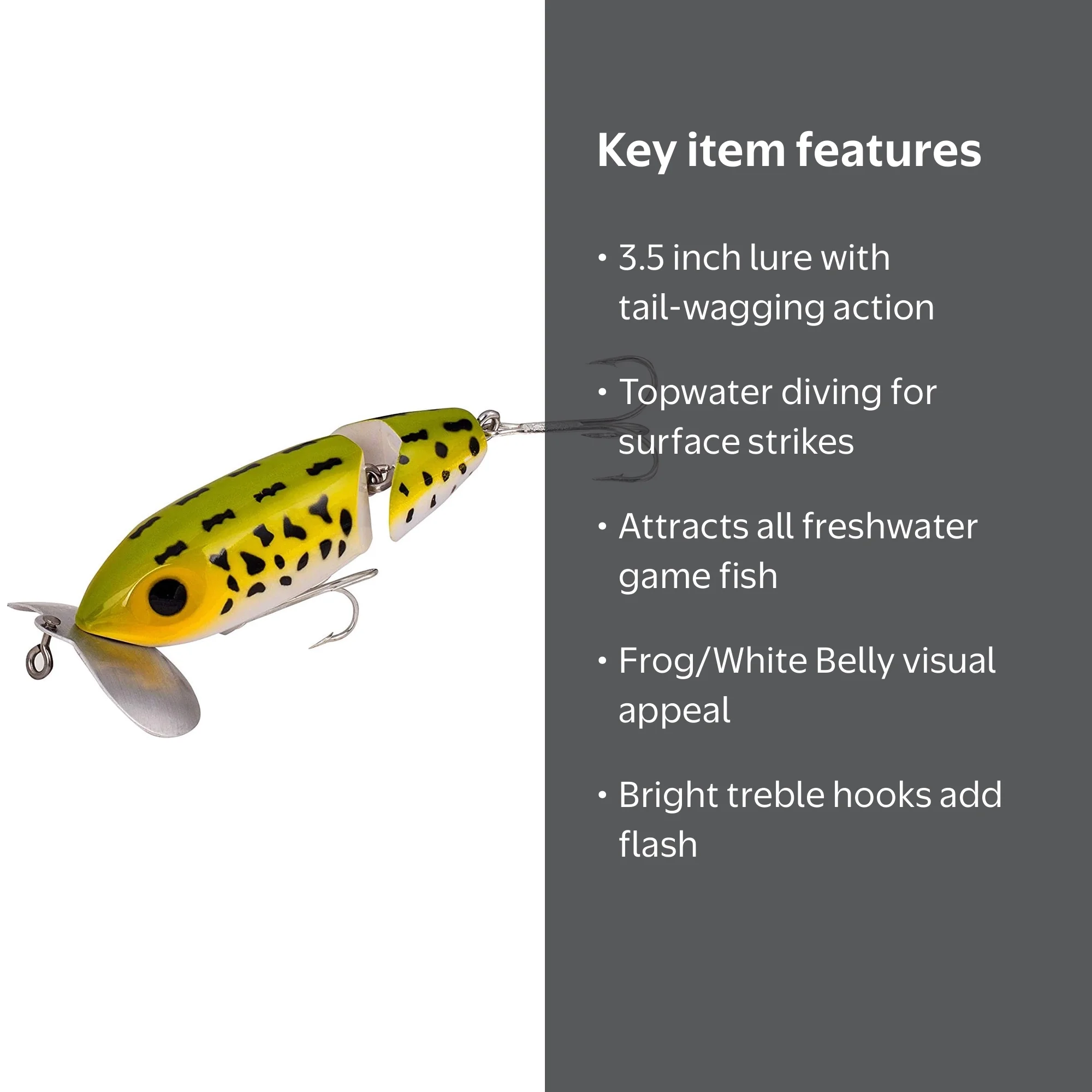 Arbogast Jointed Jitterbug 5/8 oz Fishing Lure - Frog/White Belly