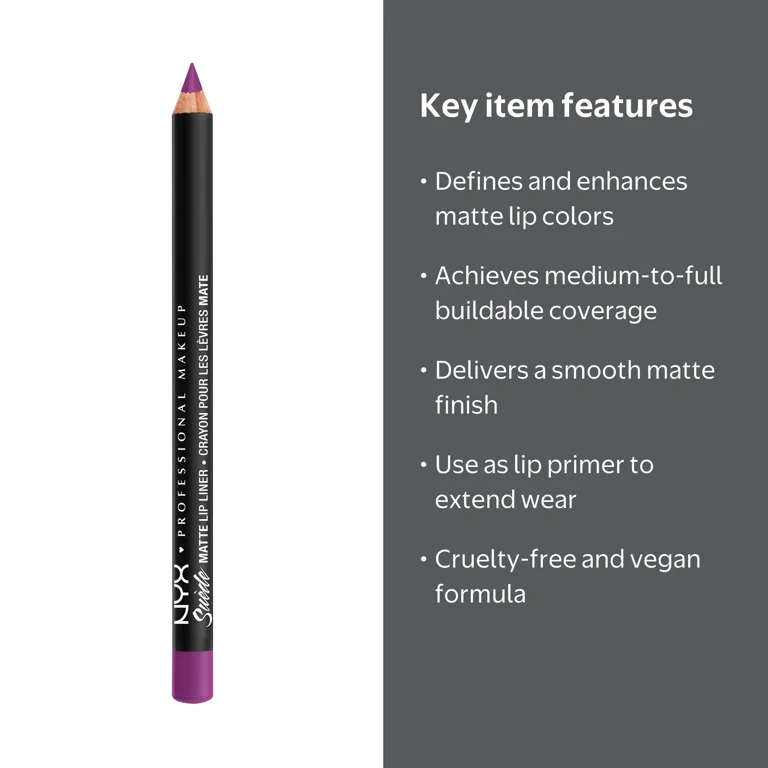 NYX Professional Makeup Suede Matte Lip Liner, 65 STFU, 0.035 Oz