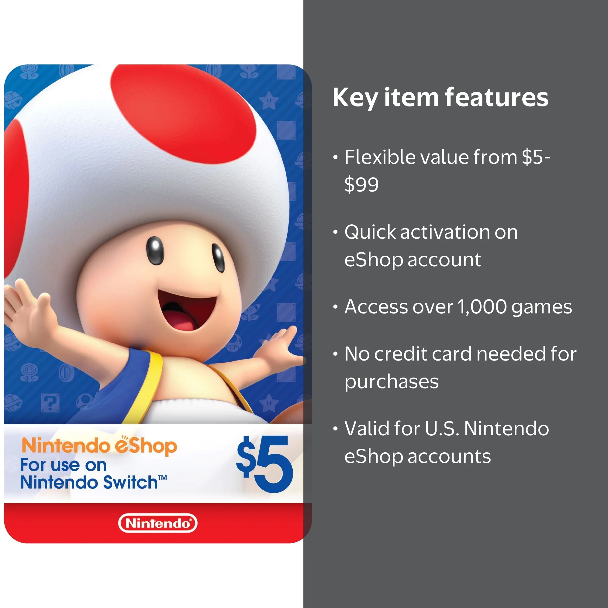 Nintendo eShop $5 eGift Card [Digital] - Walmart.com