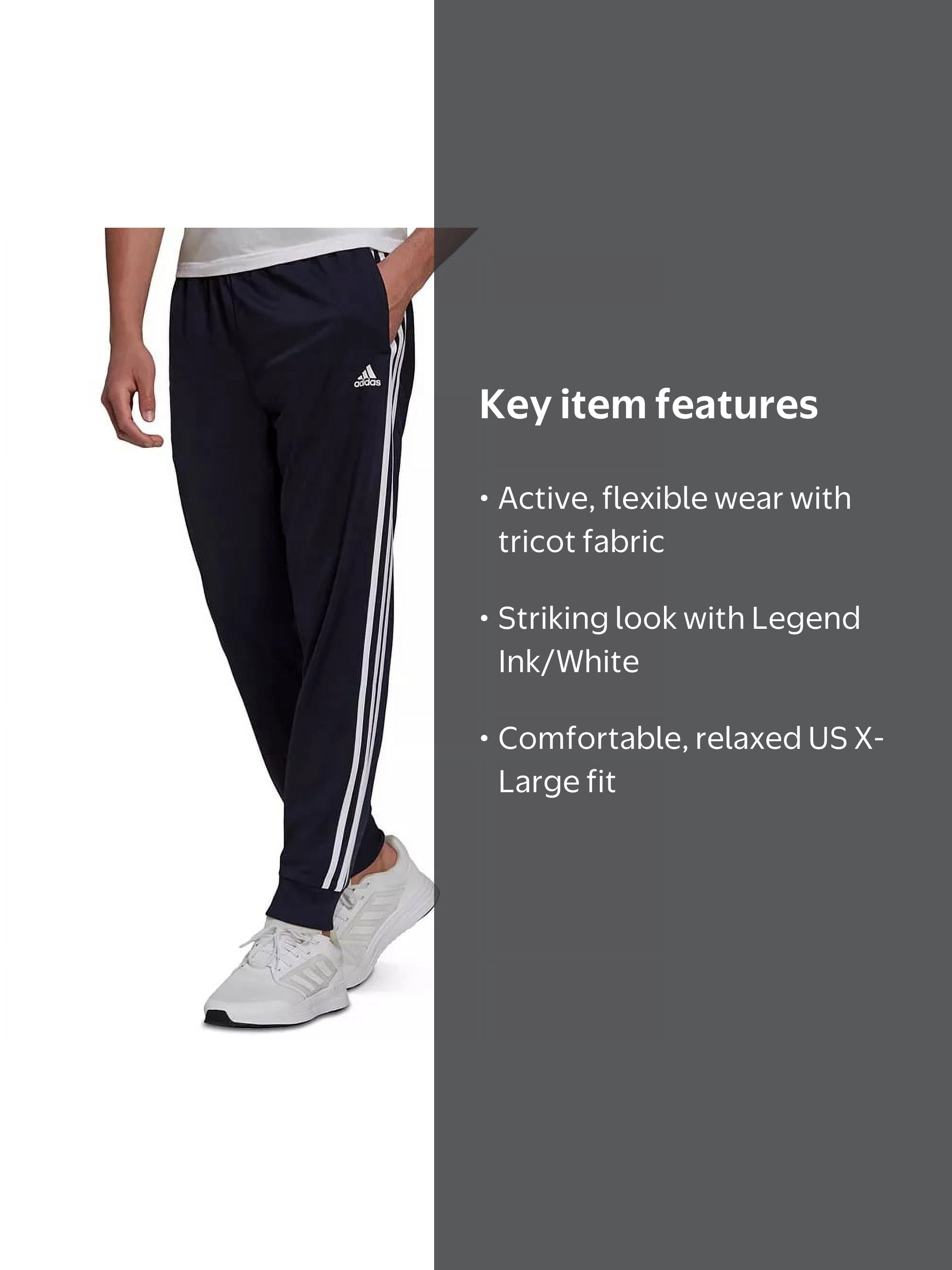 adidas, Men's Tricot Jogger Pants, XL, Legend Ink White - Walmart.com