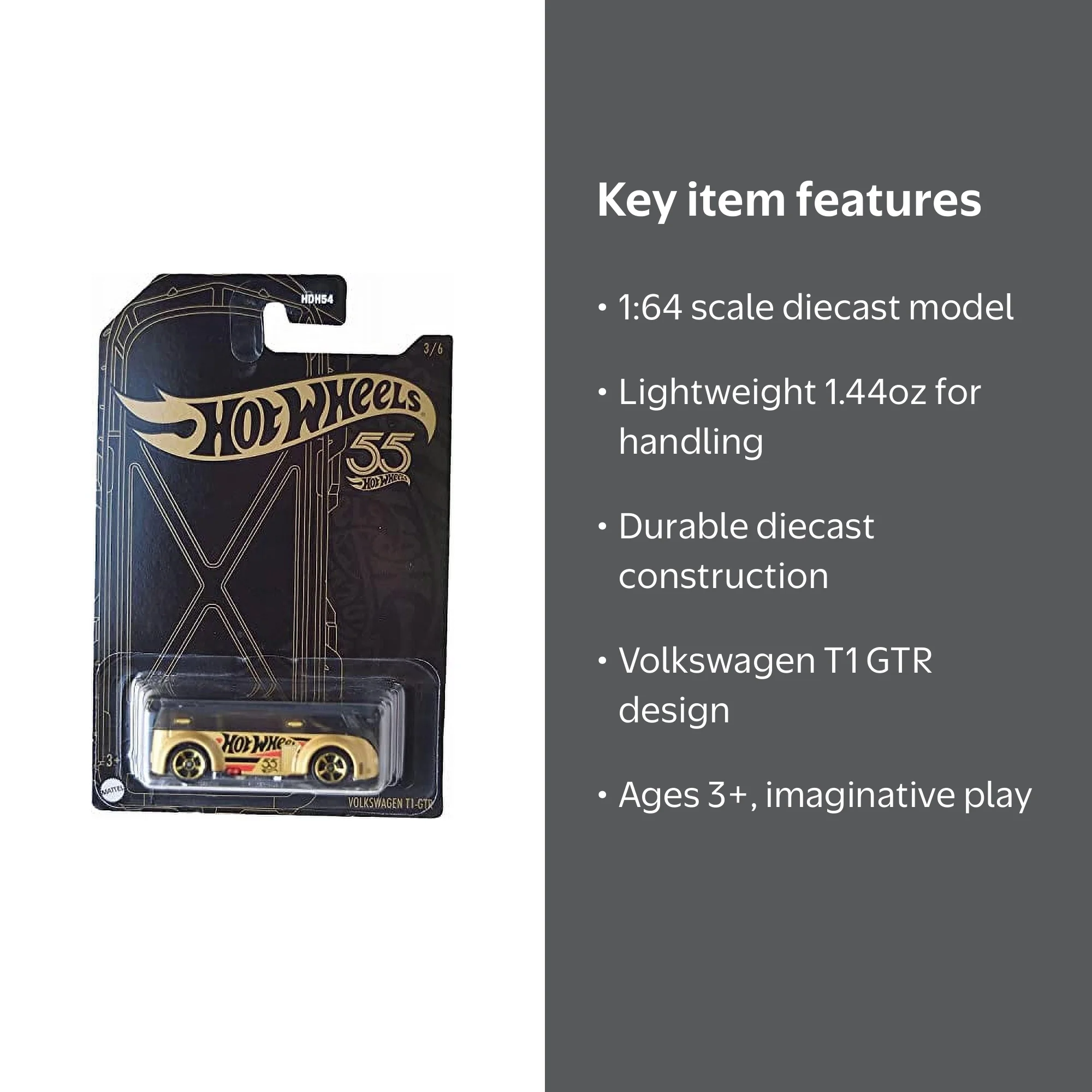 Hot Wheels 1:64 Scale Volkswagen T1 GTR, 55th Anniversary Die Cast