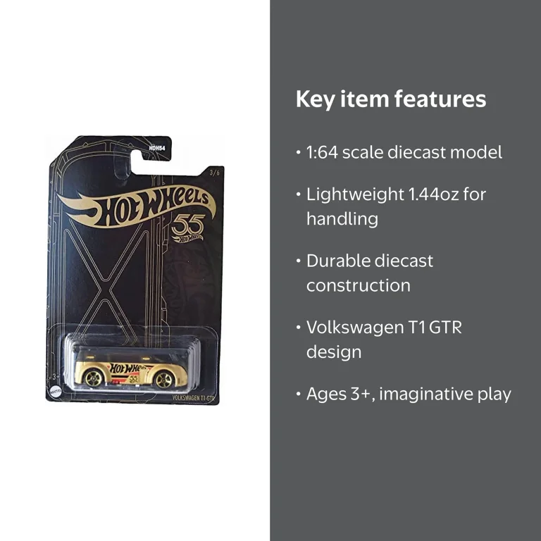 Hot Wheels 1:64 Scale Volkswagen T1 GTR, 55th Anniversary Die Cast