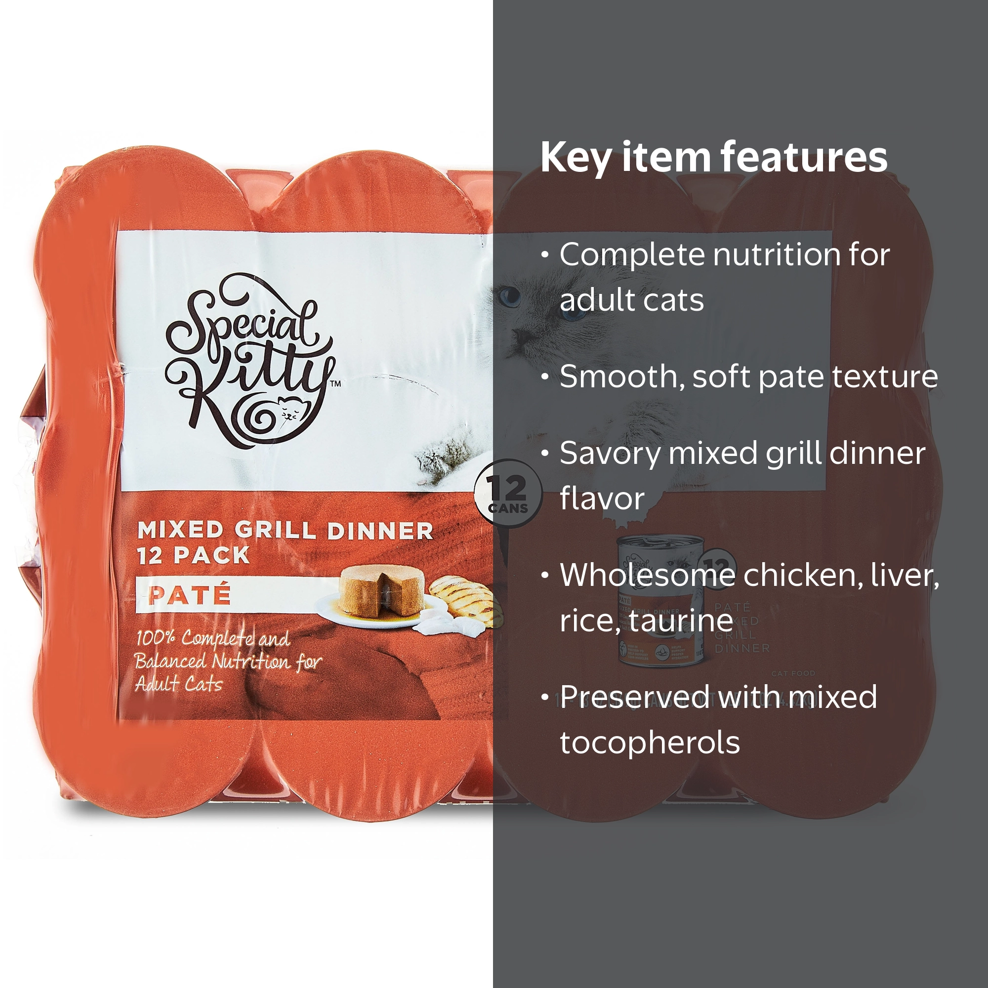 Special Kitty Wet Cat Food, 13 oz Can, 12 Pack, Pate with Savory