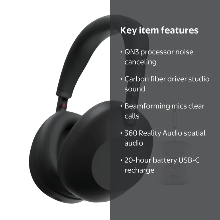 Sony WH-1000XM6 Noise-Canceling Headphones (Black) with Audio