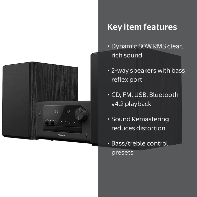Panasonic, Bluetooth Compact Home Stereo System, Black - Walmart.com
