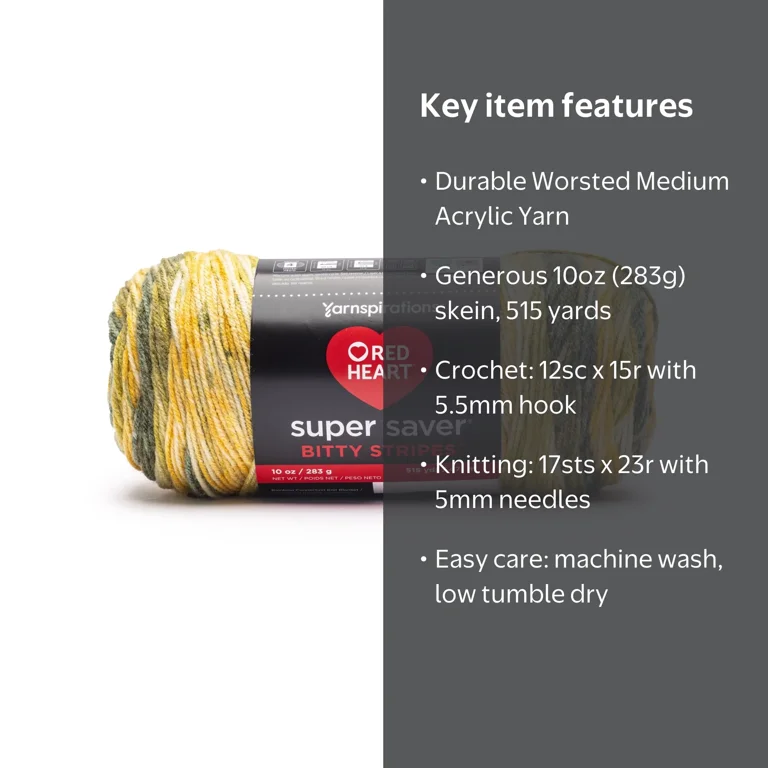 Red Heart® Super Saver Bitty Stripes™ #4 Worsted (Medium) Acrylic