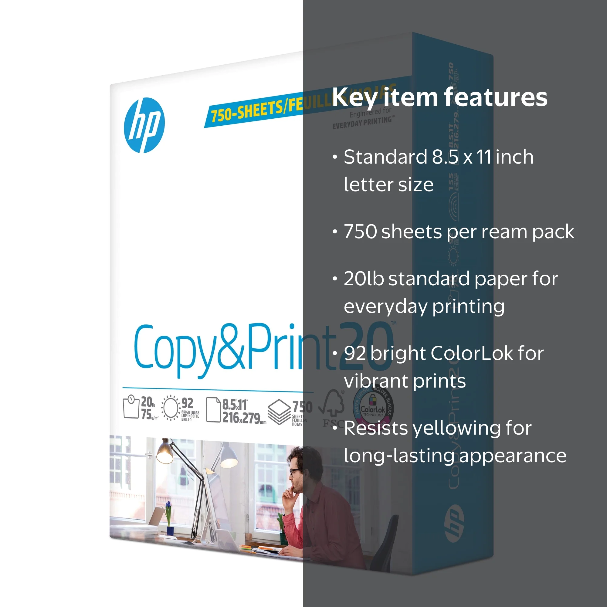 HP Premium Office Standard Multipurpose Print Paper, 20lb, 8.5 x