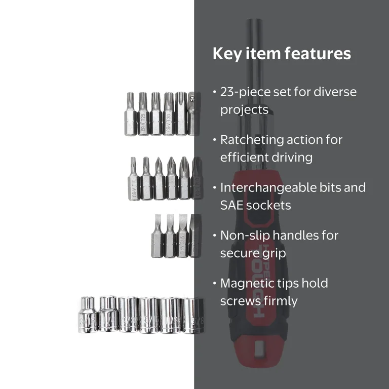 Hyper Tough 23 Piece Ratchet Interchangeable Screwdriver Set with