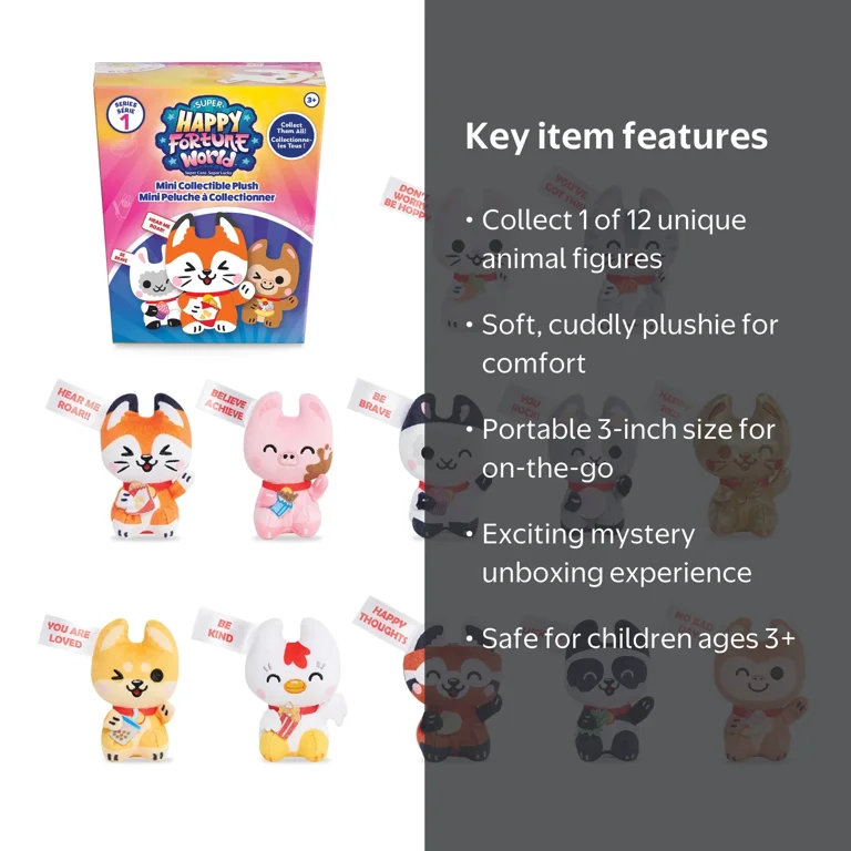 Adorable Super Happy Fortune World Mini Plushies, Collectible Kids