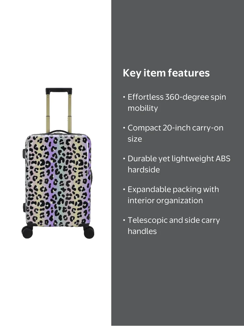ABS Plastic 20-inch Hardside Carry-On Luggage in Leopard Print