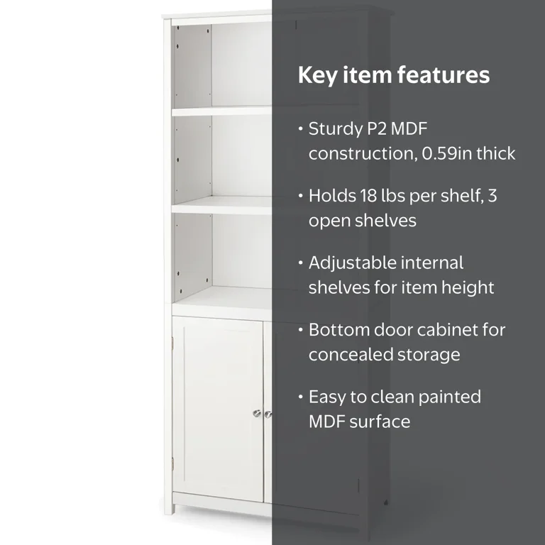 Costway Wooden Bookcase Storage Unit with Doors, Office 3-layer