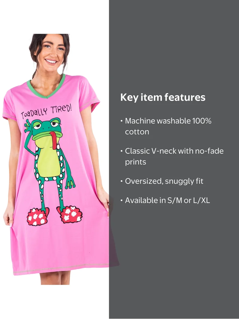 LazyOne, Women's Nightgown, L/XL, Funny V-Neck Sleep Shirt LazyOne, Women's Nightgown, L/XL, Funny V-Neck Sleep Shirt
