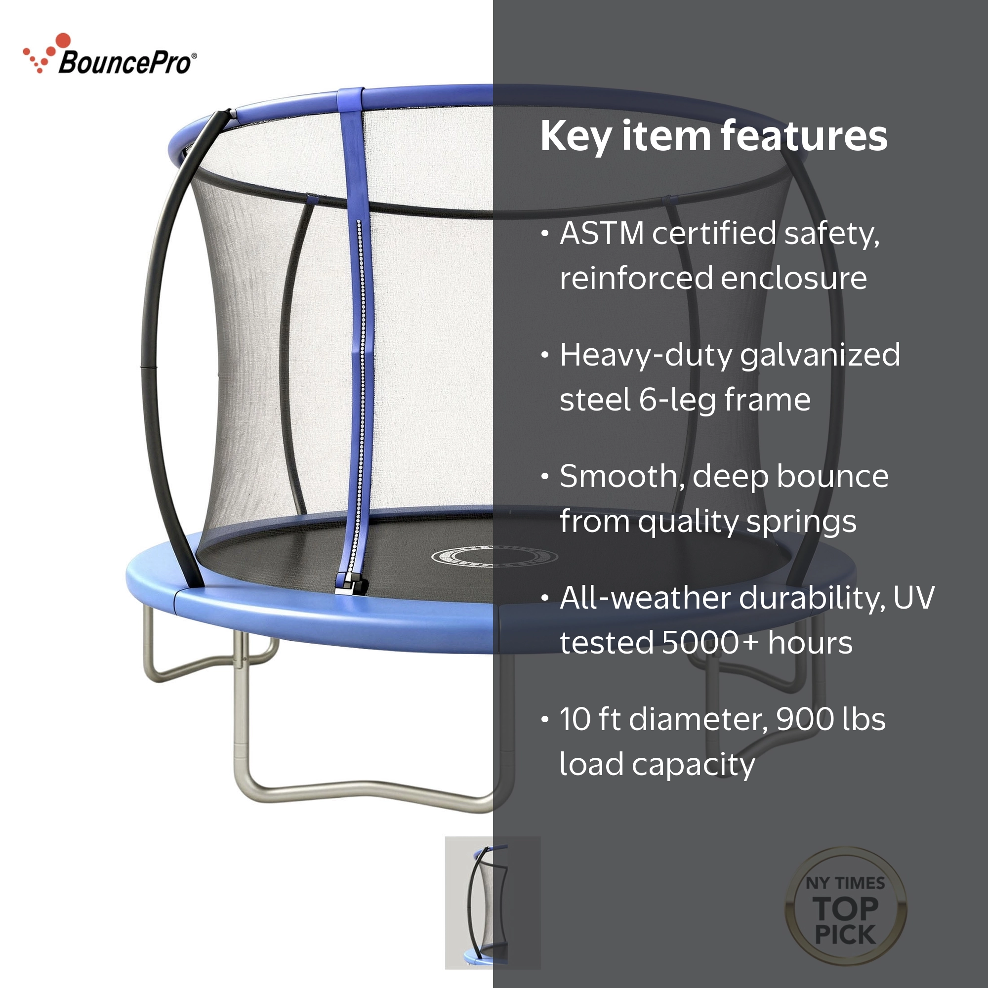 Sportspower BouncePro 10ft Trampoline Meets ASTM Safety Standards