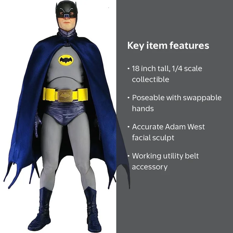 新品 NECA バットマン クラシック TVシリーズ 1/4 フィギュア NECA, Batman Adam West Action Figure, 1/4 Scale, Multicolor