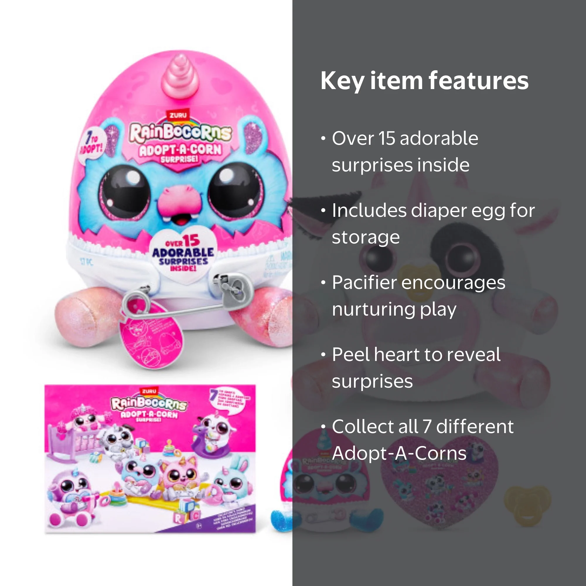 Rainbocorns, Adopt-A-Corn Surprise Plush Toy, Includes 15+