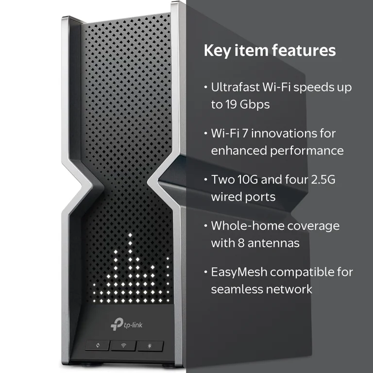 TP-Link, WiFi 7 Router, Tri-Band, 12-Stream, 19 Gbps - Walmart.com