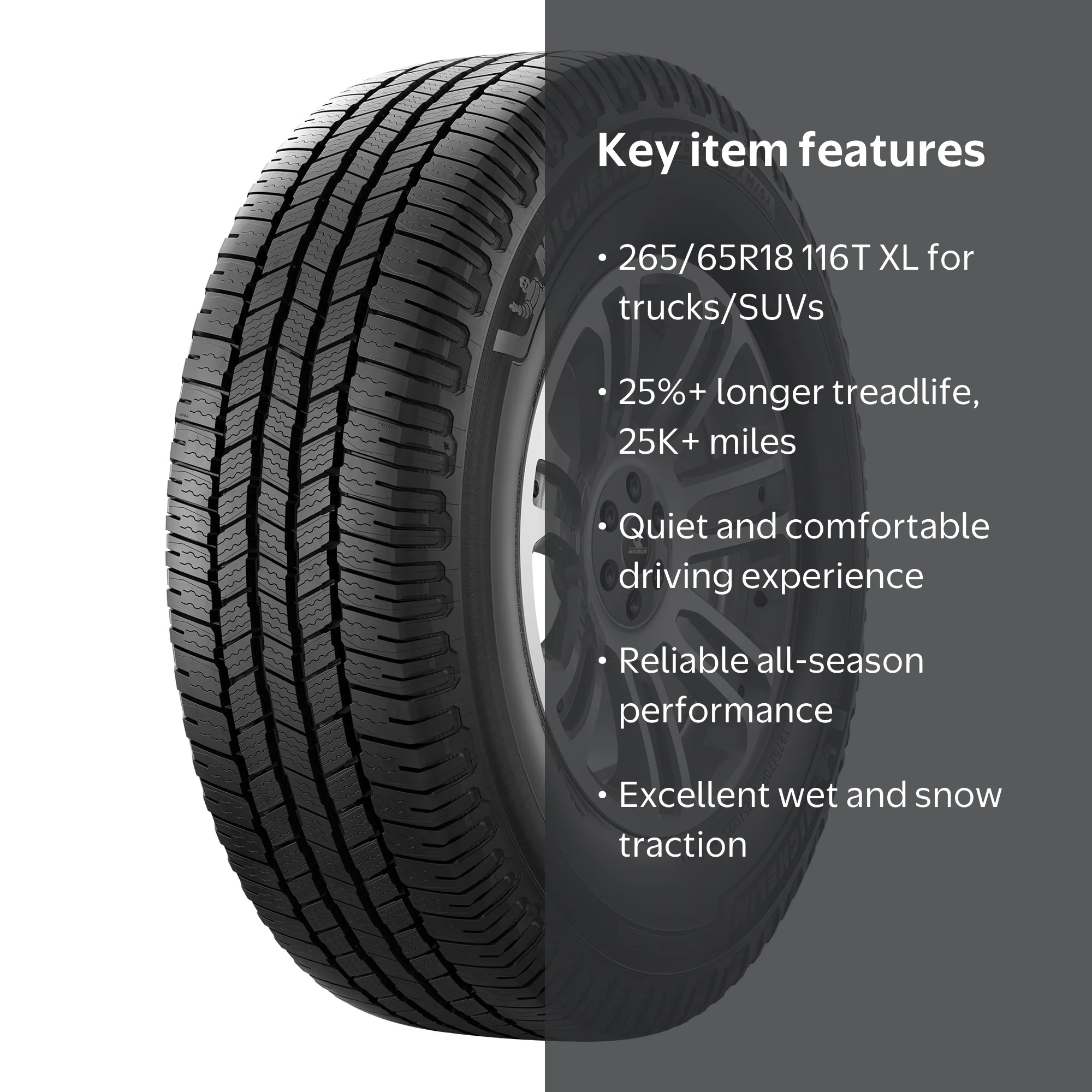 Michelin Defender LTX MS2 Tire, 265/65R18 116T XL, All-Season