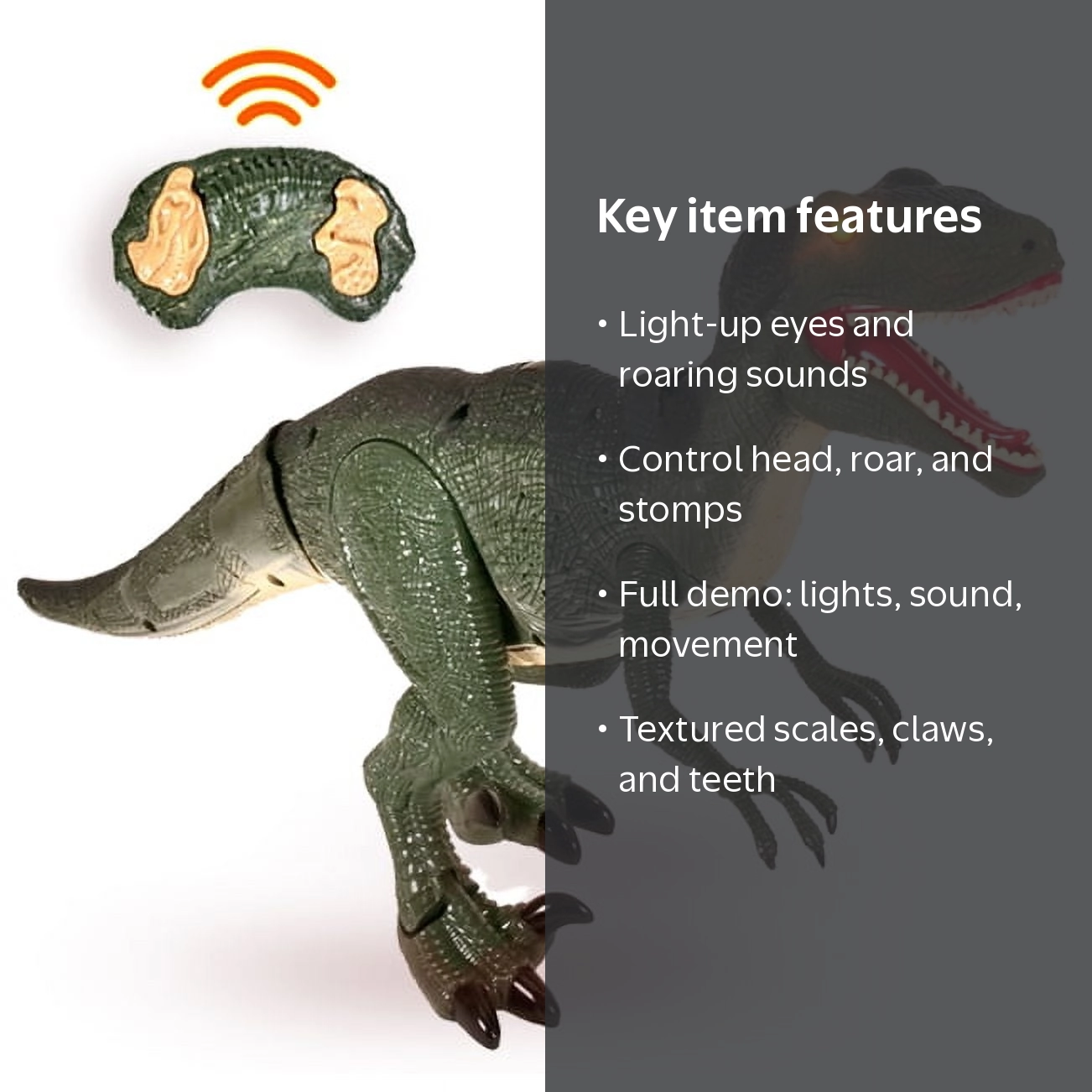 Contixo RC T-Rex Robot Dinosaur Toy, Walking Velociraptor with