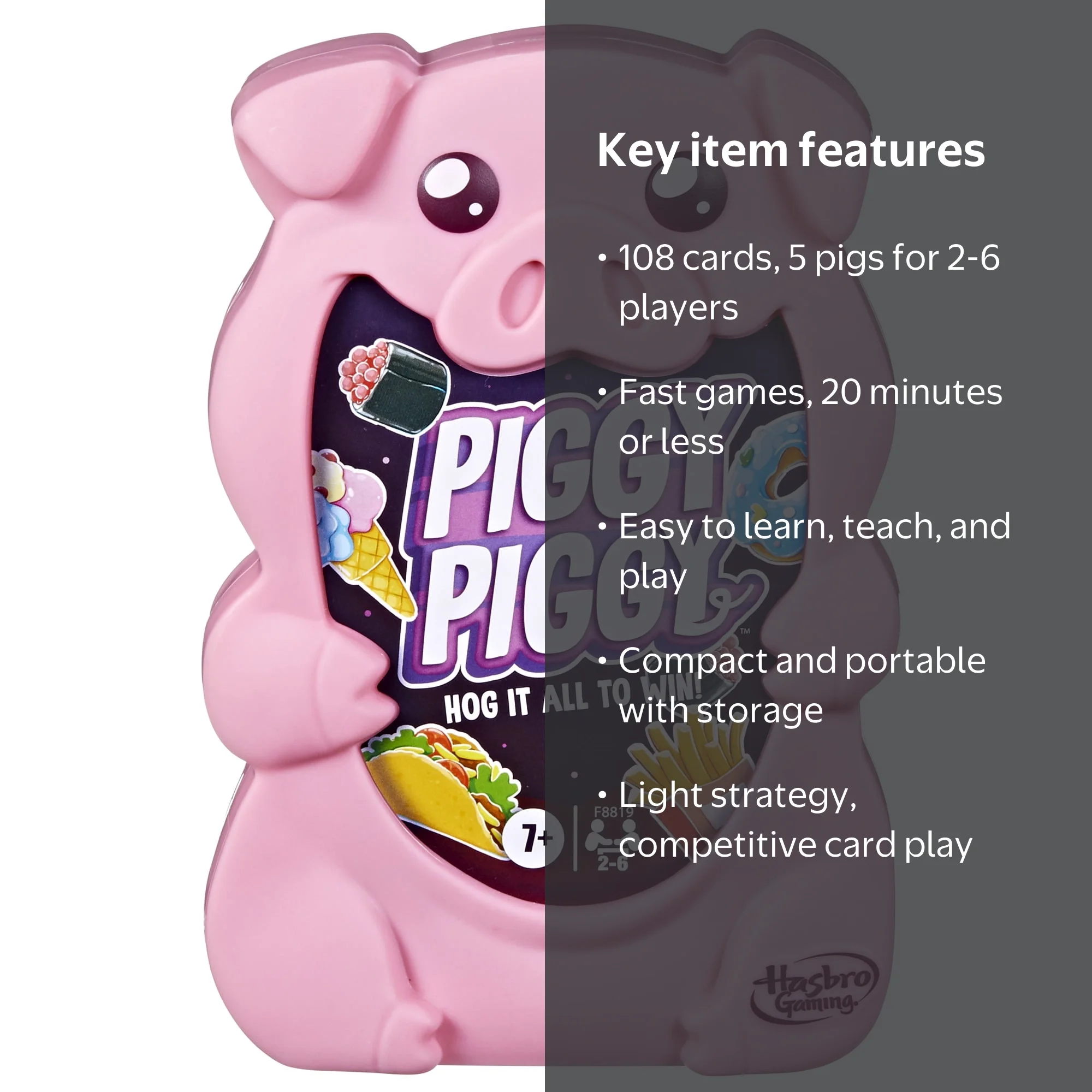 Hasbro, Piggy Piggy Card Game, 2-6 Players Ages 7+, Family Fun