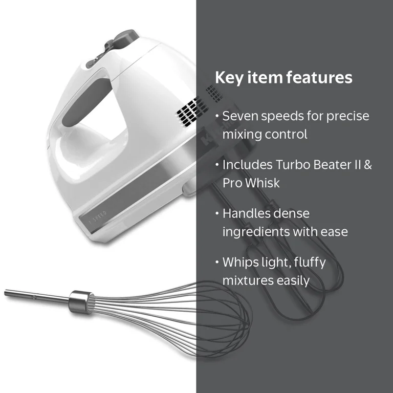 KitchenAid, Hand Mixer, KHM7210, 7-Speed White with Pro Whisk
