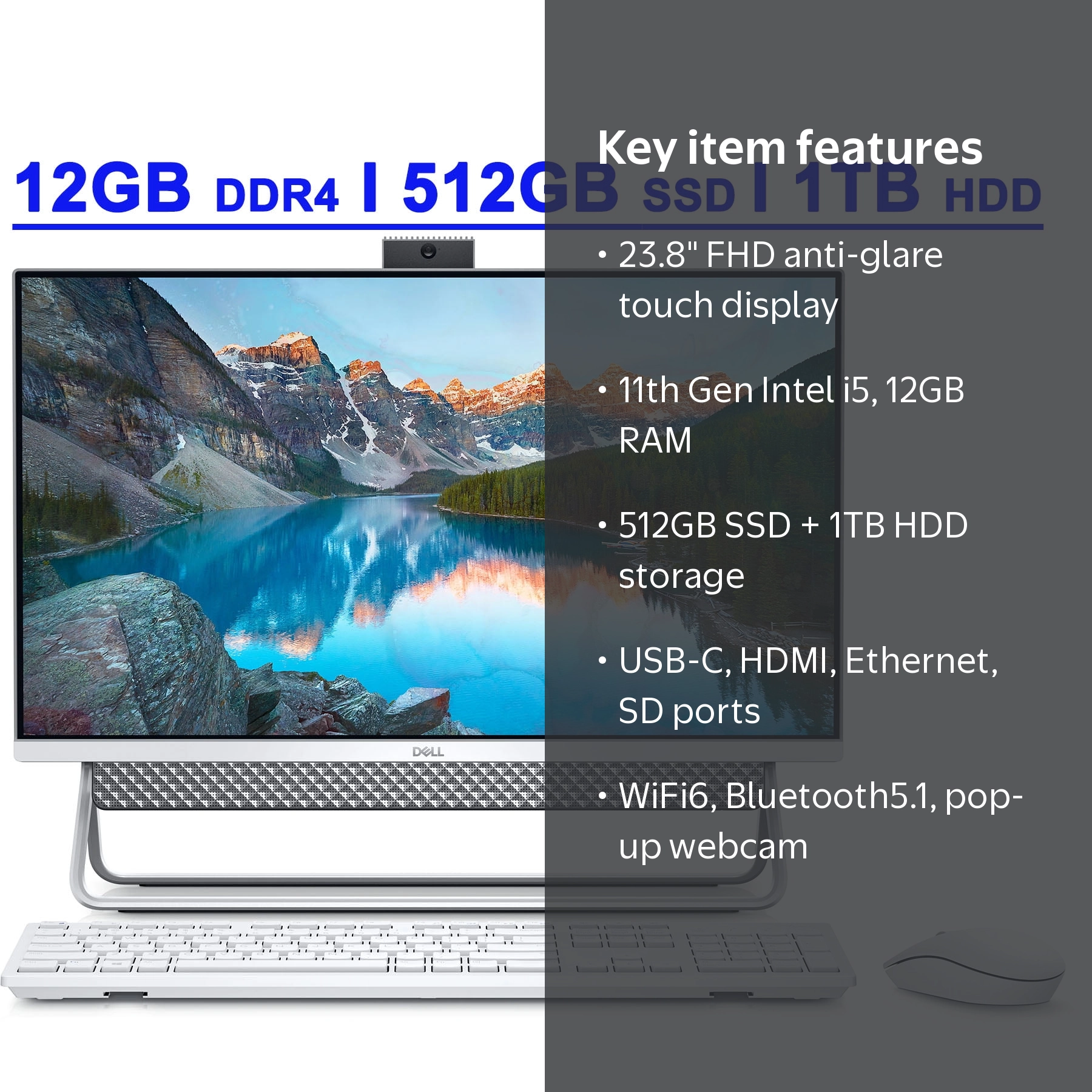 Dell Inspiron 24 5000 5400 All-in-One, 23.8” FHD, 11th Gen Intel