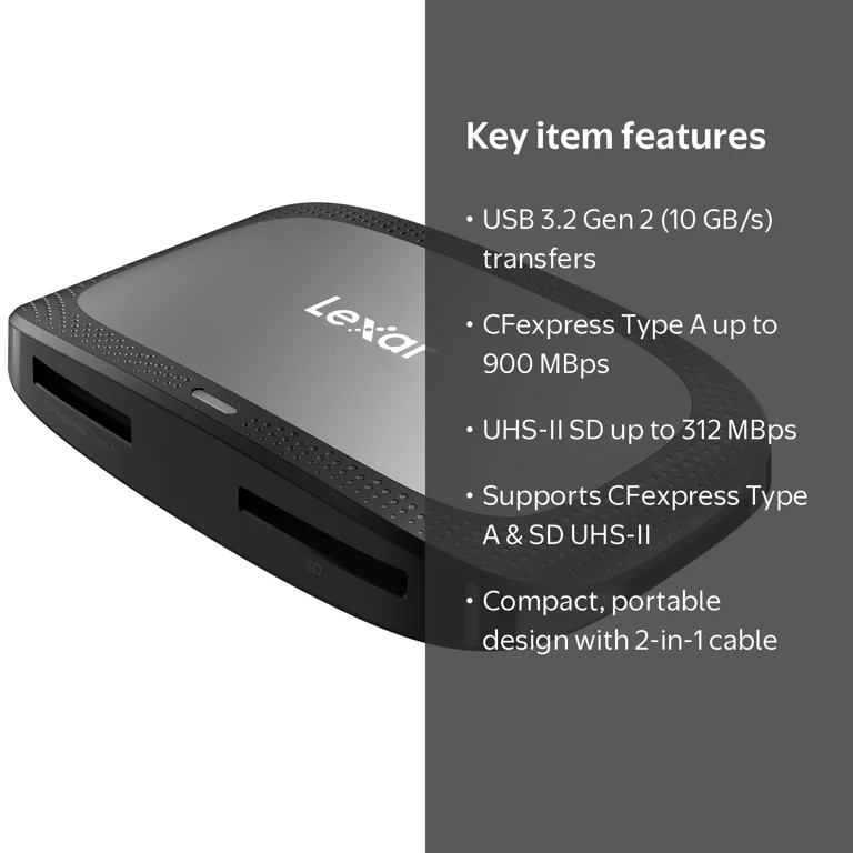 Lexar, CFexpress Type A/SD USB 3.2 Gen 2 Card Reader, 10 Gbps