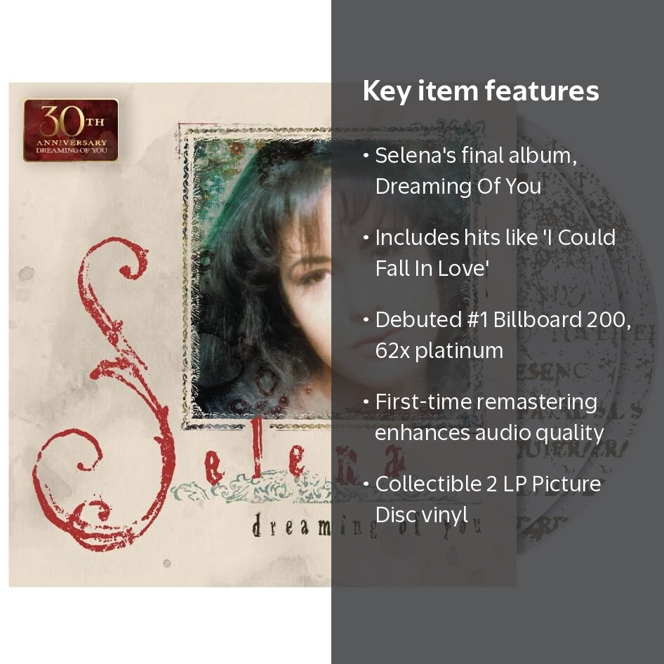 Selena, Dreaming Of You, 30th Anniversary Vinyl Record - Walmart.com