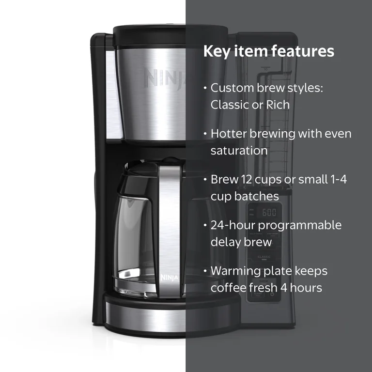 Ninja, Coffee Maker, 12-Cup, Programmable, Black and Stainless