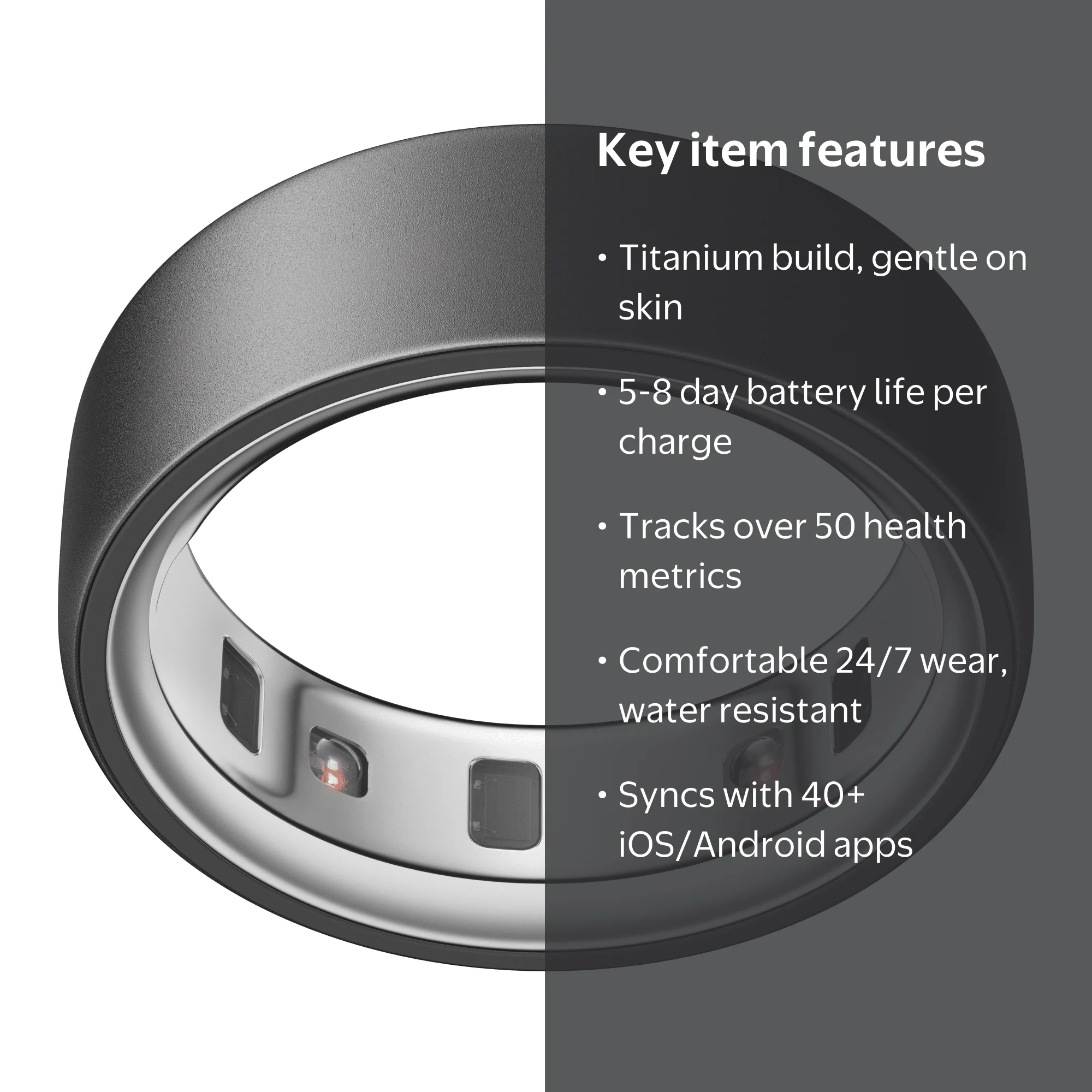 Oura Ring 4, Stealth, Size 13, Smart Wearable, Sleep, Fitness