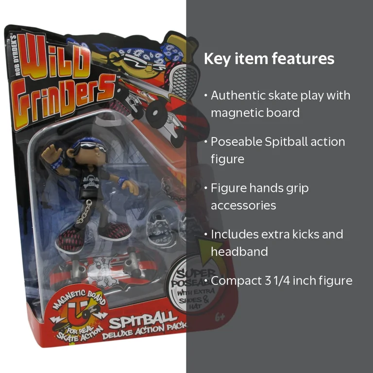 Wild Grinders Spitball Action Figure & Skateboard Pack, Ages 6+