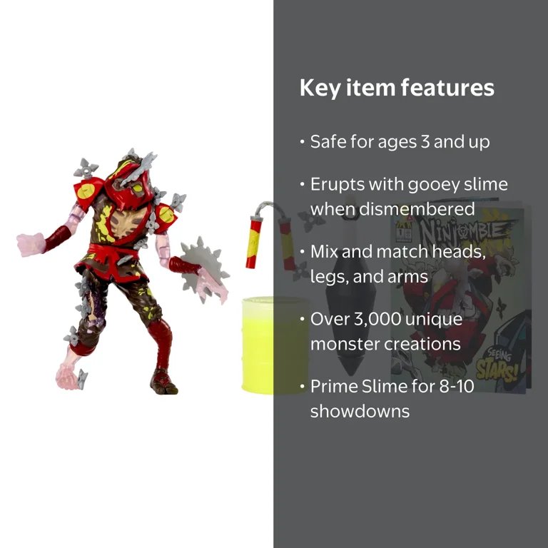 Ninjombie Action Figure - Grave Spin, Ninja Zombie with Slime
