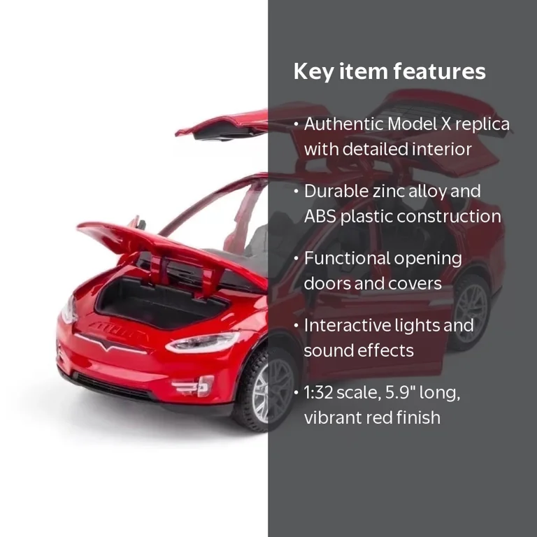 BDTCTK, Toy Car Model X, 1:32 Scale, Pull Back with Lights and