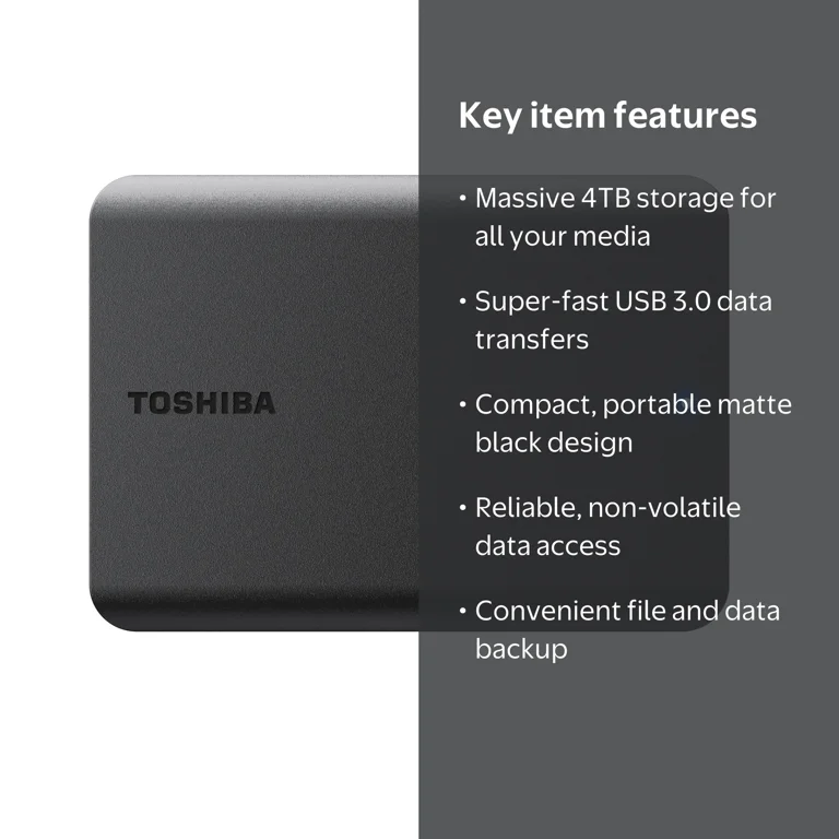 Toshiba, External Hard Drive, 4TB, Portable, Matte Black - Walmart.com Toshiba, External Hard Drive, 4TB, Portable, Matte Black - Walmart.com
