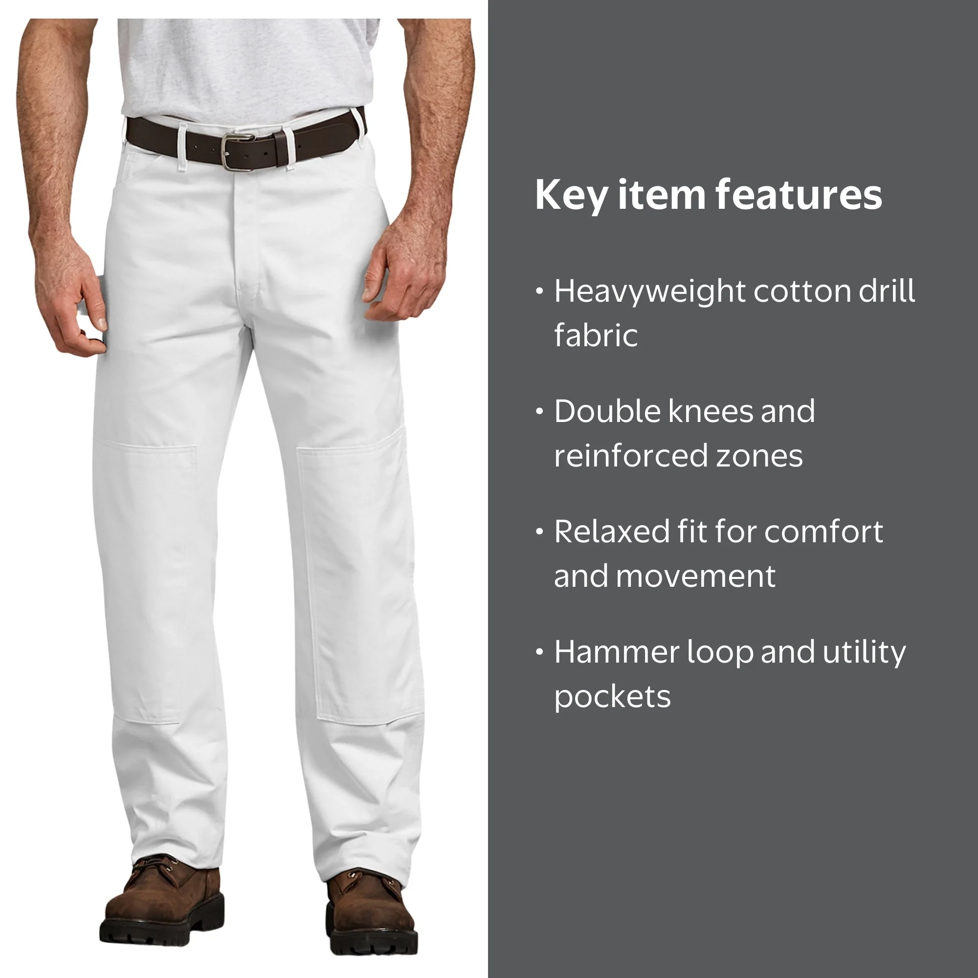 Dickies Men's Relaxed Fit Painter Carpenter Pants, Double Knee