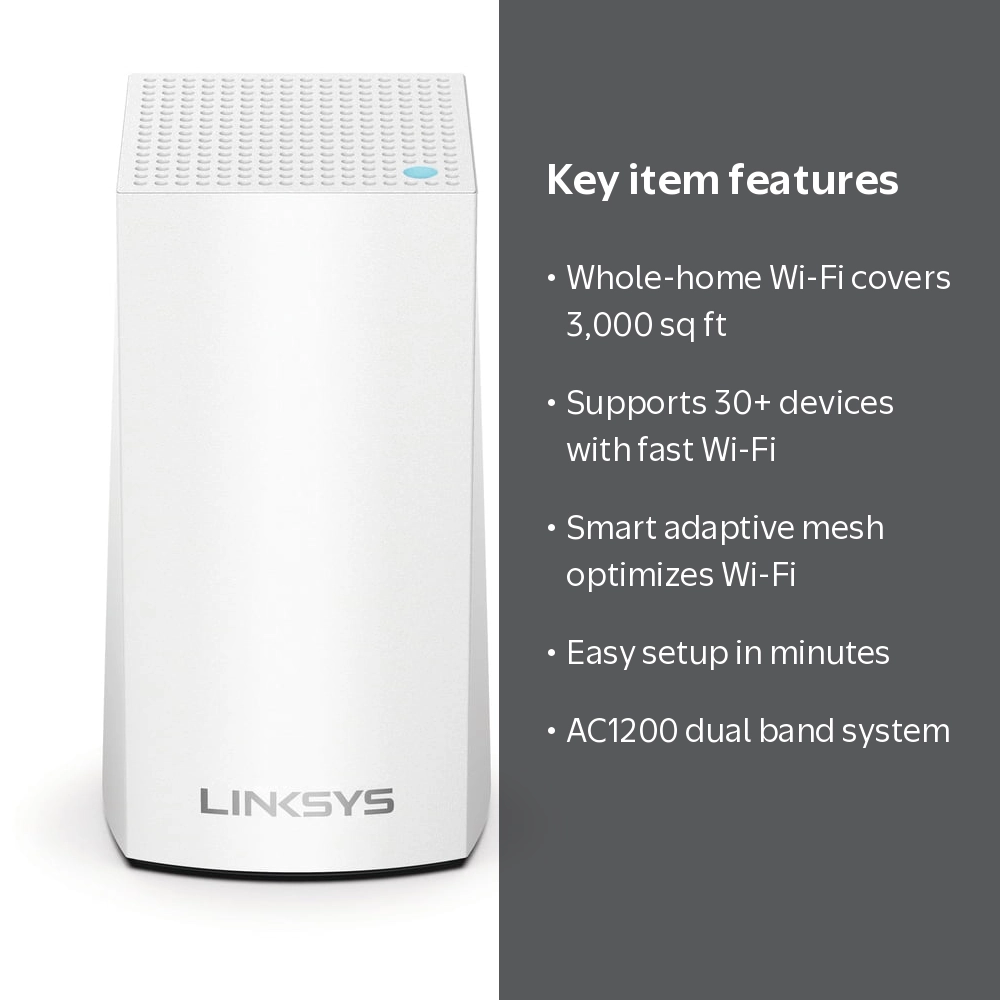 Linksys Velop Gaming AC1200 Dual Band Mesh Router, Wireless Wifi
