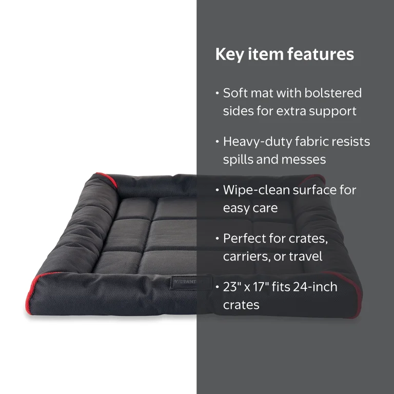 Vibrant Life Small Crate Mat, Black, Durable, Water-Resistant
