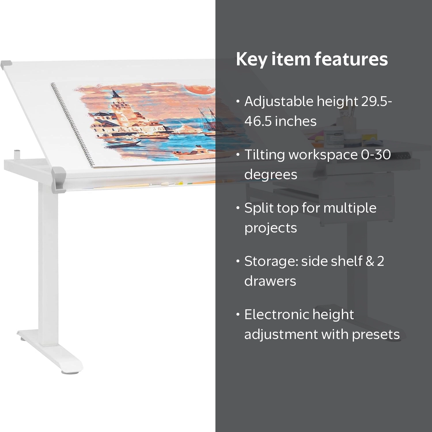 SD STUDIO DESIGNS Graphix II eLift Split Top Height Adjustable