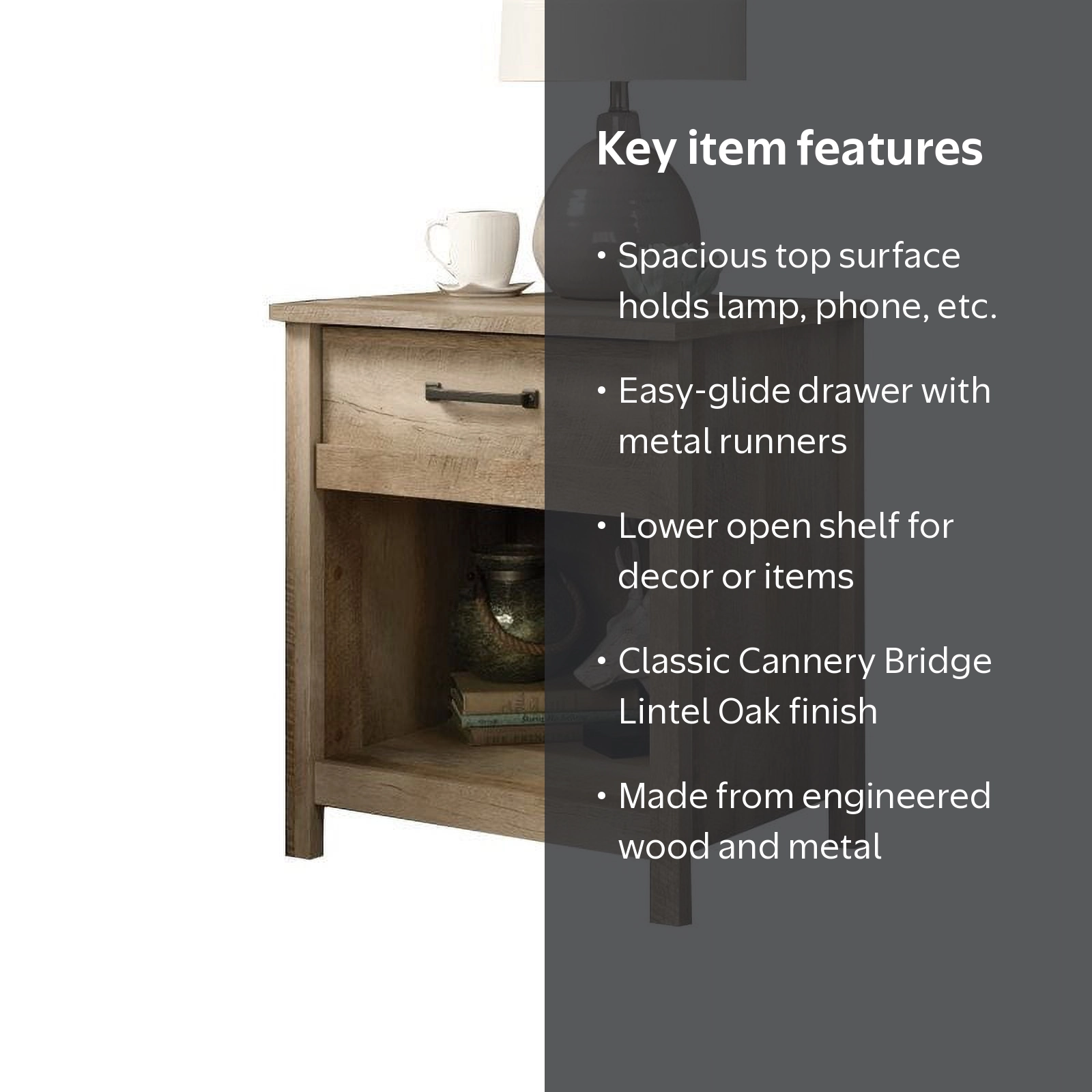 Sauder, Nightstand, Model #: 416868, Lintel Oak Finish - Walmart.com